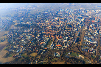 City overview from the south in Landau in der Pfalz in the state Rhineland-Palatinate, Germany