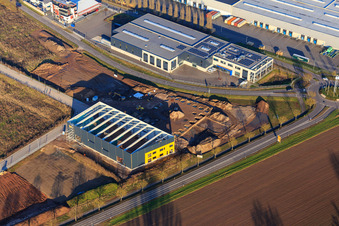 Aerial photograpy of New building in Interpark in Offenbach an der Queich in the state Rhineland-Palatinate, Germany