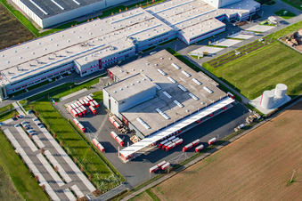 Aerial view of Prowell Paper Processing in Offenbach an der Queich in the state Rhineland-Palatinate, Germany
