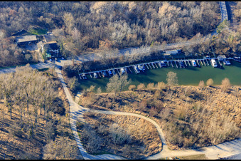 Restaurant Rheinschänke at the marina of the CNK-Leimersheim eV in the Leimersheimer Altrhein in Leimersheim in the state Rhineland-Palatinate, Germany