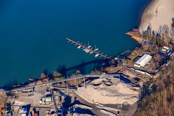 Boat dock of the sailing friends Liedolsheim at the bathing lake Giesen Liedolsheim in the district Liedolsheim in Dettenheim in the state Baden-Wuerttemberg, Germany
