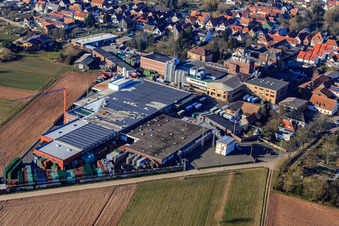 Aerial photograpy of BELLHEIMER BREWERY - PARK & Bellheimer Breweries GmbH & Co. KG in Bellheim in the state Rhineland-Palatinate, Germany