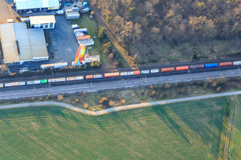 Freight train in the district Blankenloch in Stutensee in the state Baden-Wuerttemberg, Germany