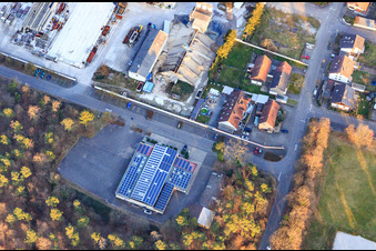 Aerial view of Singers' Hall in the district Friedrichstal in Stutensee in the state Baden-Wuerttemberg, Germany
