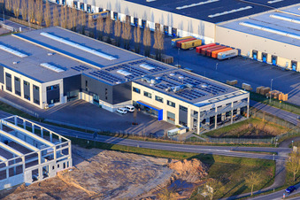 Aerial view of Southern Palatinate workshop in Offenbach an der Queich in the state Rhineland-Palatinate, Germany