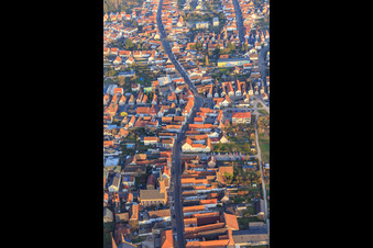 Main street from the west in Bellheim in the state Rhineland-Palatinate, Germany