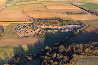 Aerial photograpy of Ernst Semar GmbH Recycling Plant & Container Service in Oberotterbach in the state Rhineland-Palatinate, Germany
