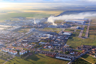 Partially developed industrial area southwest with Polígono Aceitunero in Dos Hermanas in the state Seville, Spain