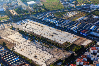 Demolished buildings on former factory site in C. Monzón in Dos Hermanas in the state Seville, Spain