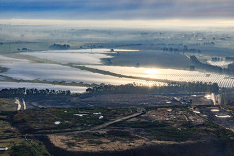Oblique view of Huge photovoltaic solar power plant PFV DON RODRIGO at the waste incineration plant in Alcalá de Guadaíra in the state Seville, Spain