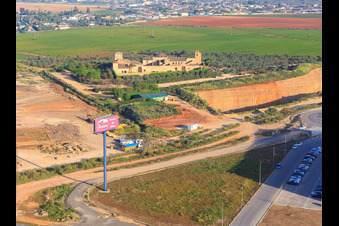 Aerial view of Holiday ranch Hacienda Los Molinos De Maestre in Dos Hermanas in the state Seville, Spain