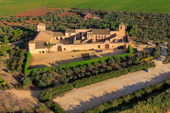 Aerial photograpy of Holiday ranch Hacienda Los Molinos De Maestre in Dos Hermanas in the state Seville, Spain