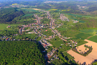 View of the town in the evening from the southwest in Montbronn in the state Moselle, France