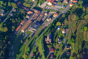 Post office and town hall in the village center in Saint-Louis-lès-Bitche in the state Moselle, France