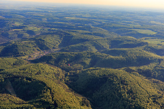 Village view of the district of Althhordn in Judenthal in the Northern Vosges from the north in Goetzenbruck in the state Moselle, France