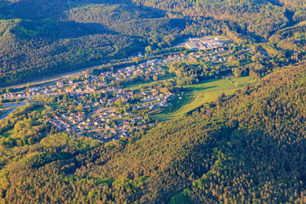 Aerial view of View of the Northern Vosges from the south in Wingen-sur-Moder in the state Bas-Rhin, France