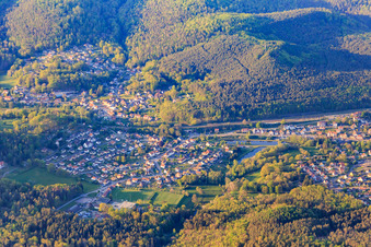 Aerial photograpy of View of the Northern Vosges from the south in Wingen-sur-Moder in the state Bas-Rhin, France
