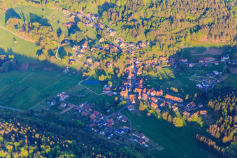 Village view in the Northern Vosges from the north in Zittersheim in the state Bas-Rhin, France