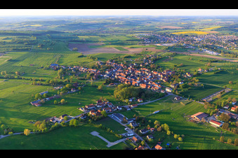 Aerial view of Village view from the southwest in Mackwiller in the state Bas-Rhin, France