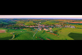 Panorama of the town view from the west in the evening in Kalhausen in the state Moselle, France