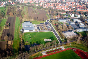 Bienwald Hall in Kandel in the state Rhineland-Palatinate, Germany out of the air