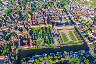 Castle and park Château des Rohan at the port Port de Saverne in Saverne in the state Bas-Rhin, France out of the air