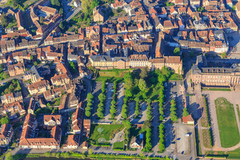 Aerial view of Château des Rohan Castle and Park in Saverne in the state Bas-Rhin, France