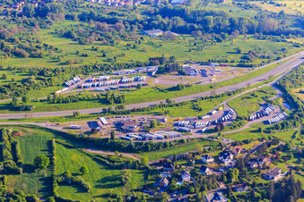 Aire de Saverne motorway council area Eckartswiller on the A4 from the south in Eckartswiller in the state Bas-Rhin, France