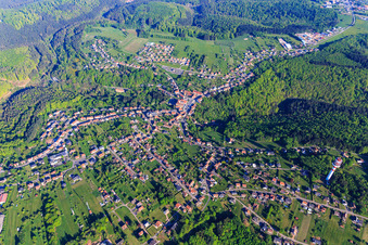 Overview of the Northern Vosges in the morning from the southeast in Goetzenbruck in the state Moselle, France
