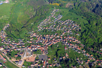 Aerial view of Overview of the Northern Vosges in the morning from the southeast in Lemberg in the state Moselle, France