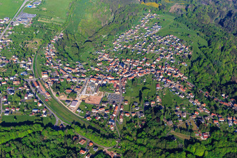 Aerial photograpy of Overview of the Northern Vosges in the morning from the southeast in Lemberg in the state Moselle, France
