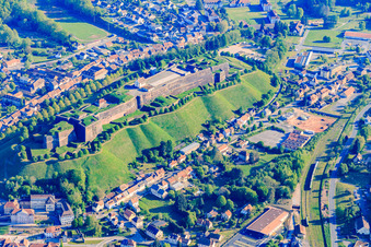 Aerial photograpy of Citadel of Bitsch in Bitsch in the state Moselle, France