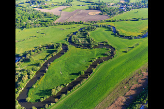 Meandering course of the Saar in Willerwald in the state Moselle, France