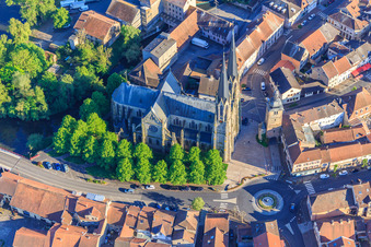 Aerial photograpy of Eglise Saint-Martin (Cathédrale de la Sarre) in Sarralbe in the state Moselle, France