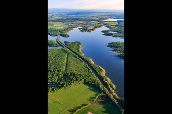 Canal des houllères de la Sarre crosses the Stockweiher in Langatte in the state Moselle, France