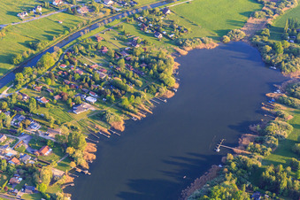 Boat docks at the Étang de la Blanche Chaussée in Diane-Capelle in the state Moselle, France