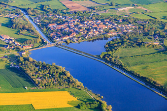 View of the town on the Rhine Marne Canal in Gondrexange in the state Moselle, France
