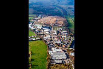 Am Horst industrial area in the district Minderslachen in Kandel in the state Rhineland-Palatinate, Germany from above