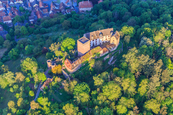Castle and castle park Gamburg in the district Gamburg in Werbach in the state Baden-Wuerttemberg, Germany from above