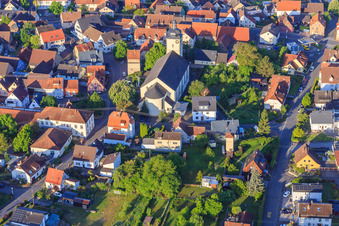 Church of St. Mauritius from the east in the district Königshofen in Lauda-Königshofen in the state Baden-Wuerttemberg, Germany