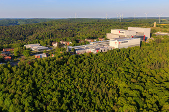 Oblique view of Würth Industrie Service GmbH & Co. KG on the Drillberg from Norden in Bad Mergentheim in the state Baden-Wuerttemberg, Germany