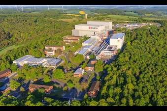 Würth Industrie Service GmbH & Co. KG on the Drillberg from the east in Bad Mergentheim in the state Baden-Wuerttemberg, Germany