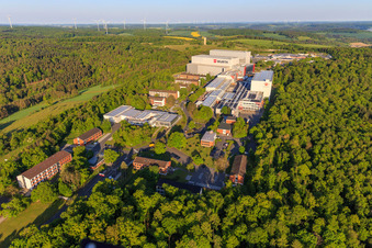 Aerial view of Würth Industrie Service GmbH & Co. KG on the Drillberg from the east in Bad Mergentheim in the state Baden-Wuerttemberg, Germany