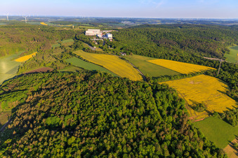Oblique view of Würth Industrie Service GmbH & Co. KG on the Drillberg from the east in Bad Mergentheim in the state Baden-Wuerttemberg, Germany