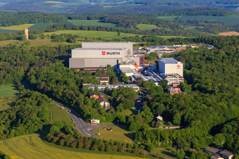 Würth Industrie Service GmbH & Co. KG on the Drillberg from the east in Bad Mergentheim in the state Baden-Wuerttemberg, Germany from above