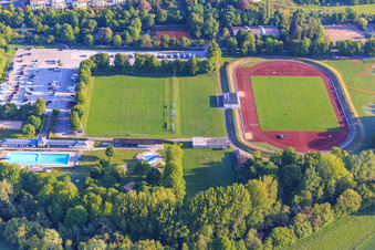 Deutschordenstadion of VfB Bad Mergentheim at the outdoor pool Bad Mergentheim in Bad Mergentheim in the state Baden-Wuerttemberg, Germany