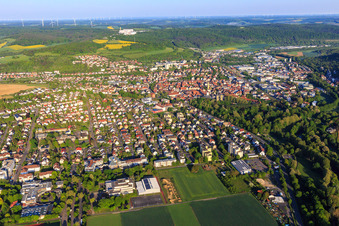 City view in the Tauber Valley from the east in Bad Mergentheim in the state Baden-Wuerttemberg, Germany