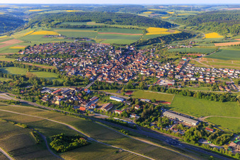 View of the Tauber Valley from the north in the district Markelsheim in Bad Mergentheim in the state Baden-Wuerttemberg, Germany