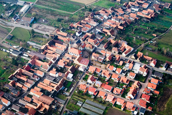 Aerial photograpy of Village view in Erlenbach bei Kandel in the state Rhineland-Palatinate, Germany