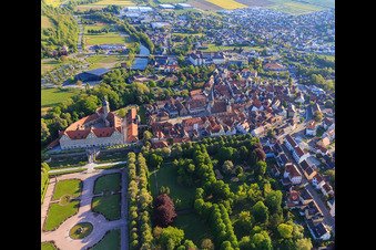 Old town, castle and castle garden Weikersheim in Weikersheim in the state Baden-Wuerttemberg, Germany